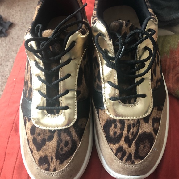 Leopard & Faux Leather Sneakers - Picture 2 of 6